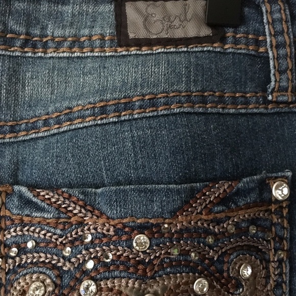 EARL JEANS Bootcut Bling Embroidered Pockets Mid Rise Stretch Denim Western 8 - Picture 7 of 12